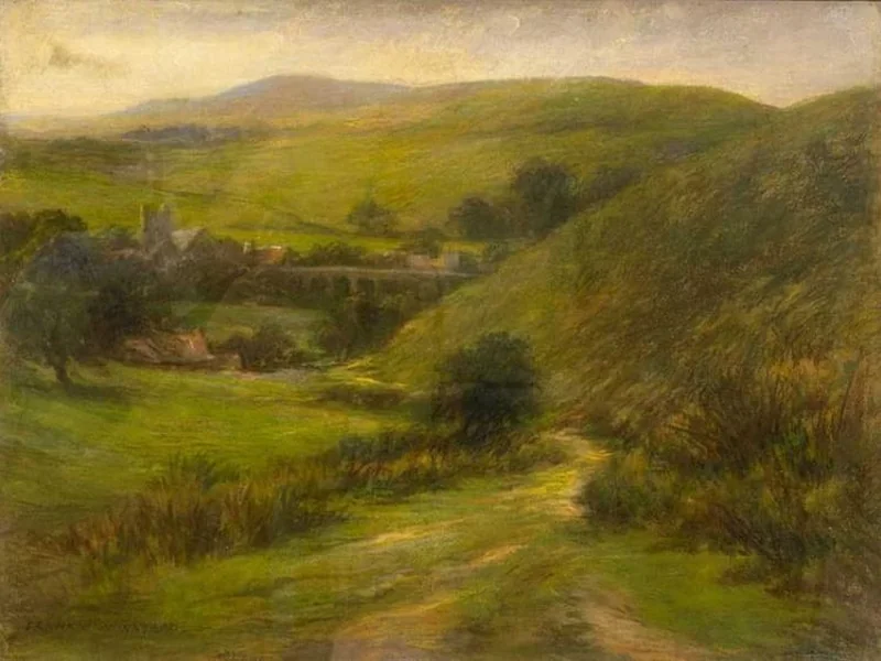 1862-Frank Swinstead - Scena di campagna con viadotto